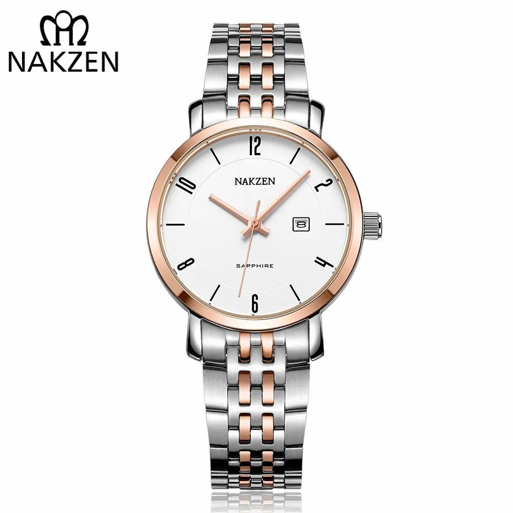 NAKZEN Luxury Tops Brand Women Quartz Wrist watch Ladies Full Steel Waterproof Watches Female Sapphire Designer Dress Watches-0