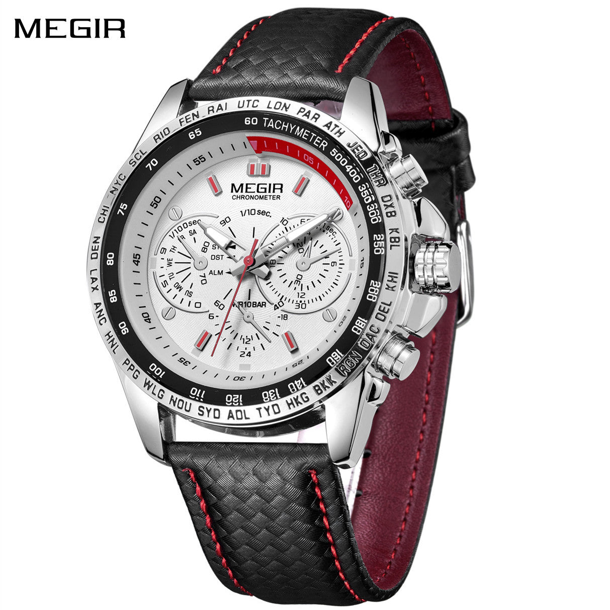 MEGIR Men's Original Sport Watches Leather Strap Quartz Military Waterproof Wristwatch Male Clock Reloj Hombre-0