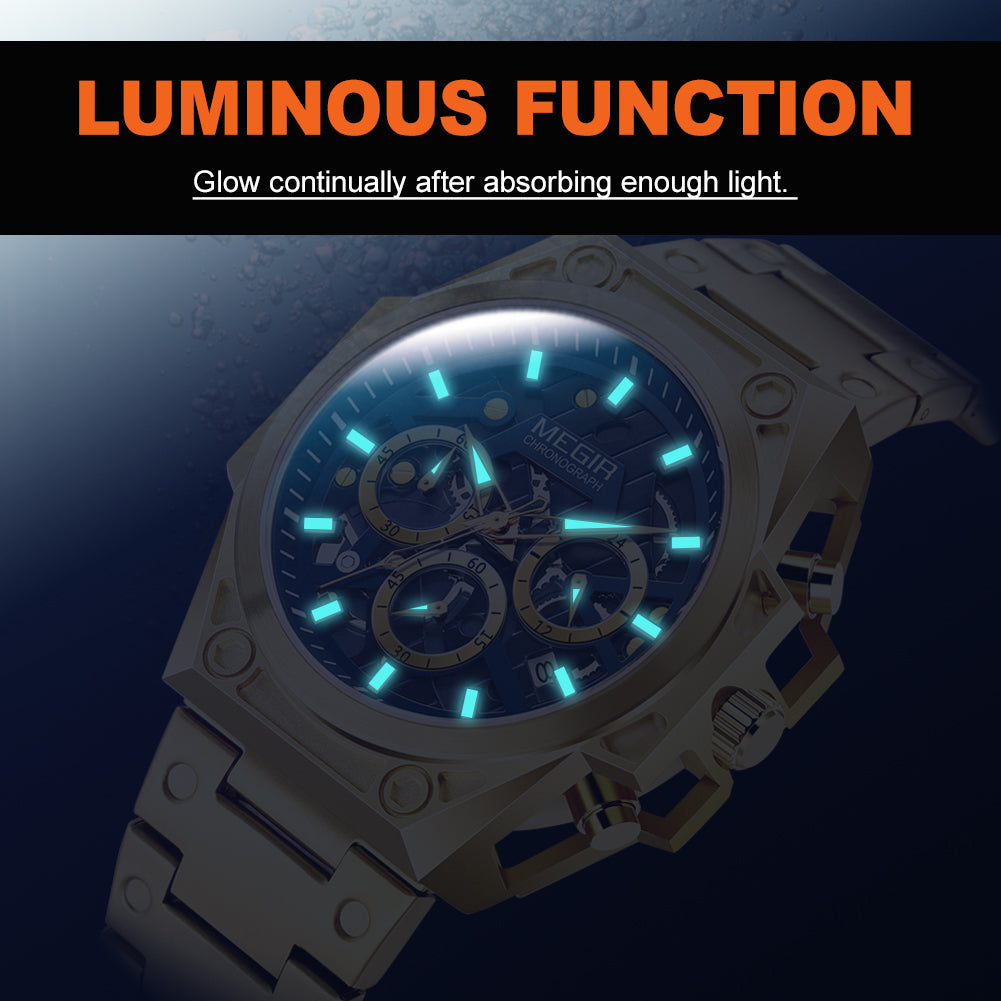 MEGIR Men's Watches Waterproof Sports Wristwatches Quartz Watch Chronograph Luminous Male Clock Calendar Relogio Masculino-11