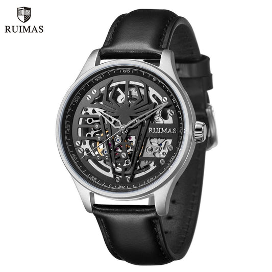 RUIMAS Mens Watches Leather Sports Watches Men's Army Military Wrist Watch Automatic Mechanical Male Clock Reloj Hombre 6787-0